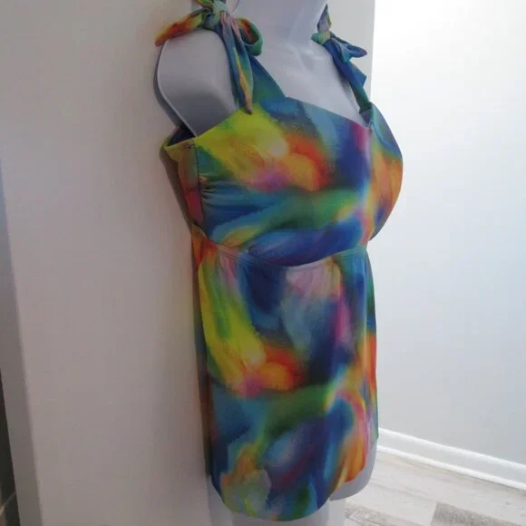 BECCA ETC Plus Size Tankini Water Color Print NWT Sz 1X - Picture 6 of 11